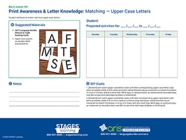 Front Page of ARIS Lesson 135 - Matching Upper Case Letters