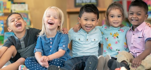 Happy kids in school crop